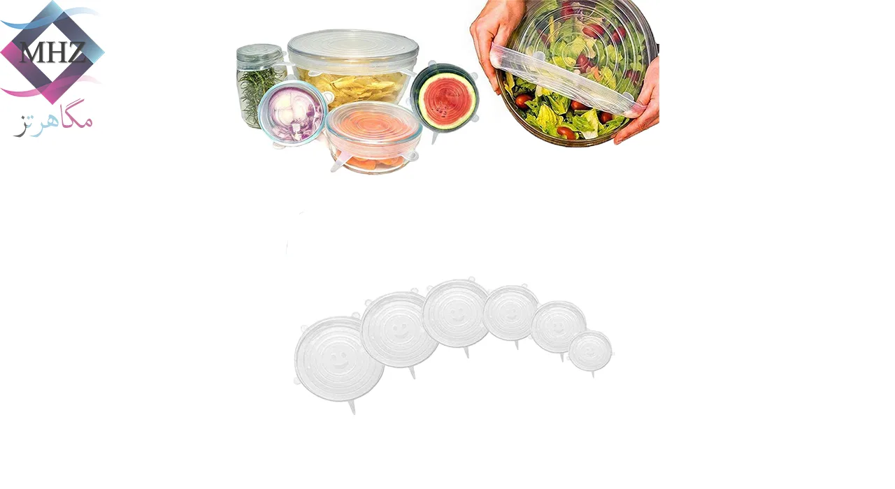 درپوش ظرف مدل سیلیکونی مجموعه 6 عددی