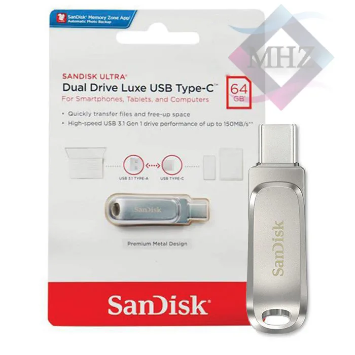 فلش مموری سن دیسک مدل Ultra Dual Drive Luxe ظرفیت 64 گیگابایت