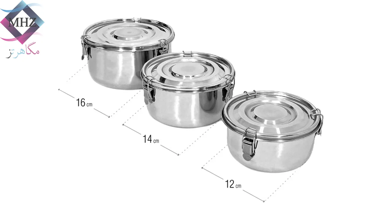 ظرف غذای استیل سه تیکه برند یونیک Unique مدل KL-19194
