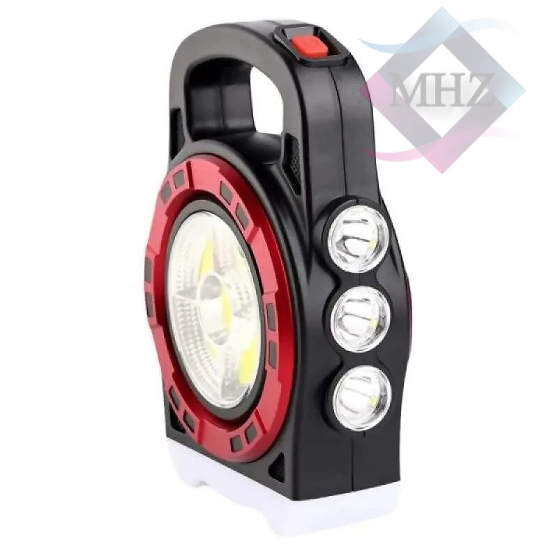 چراغ اضطراری هاری بلت مدل HB-6678 خورشیدی با توان 20 وات، بهرهگیری از LED و COB، قابلیت شارژ خورشیدی، باتری 2400 میلی آمپر ساعت، استاندارد ضد آب IP44، سه حالت نوردهی، زمان شارژ 2 تا 3 ساعت و زمان کارکرد 5 تا 8 ساعت