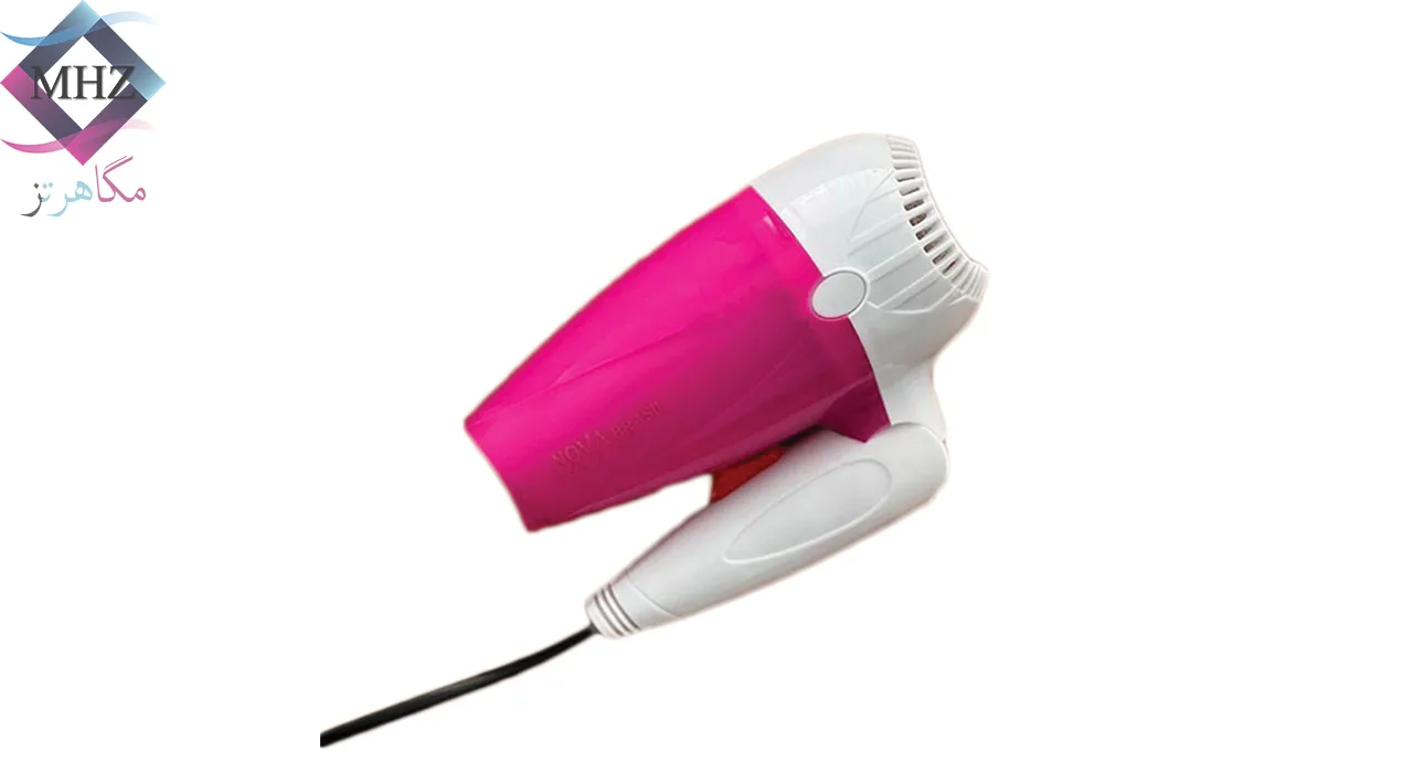 سشوار مسافرتی 1000 وات نوا مدل 1290، موتور AC، وزن 180 گرم، المنت فلز، با قابلیت باد سرد