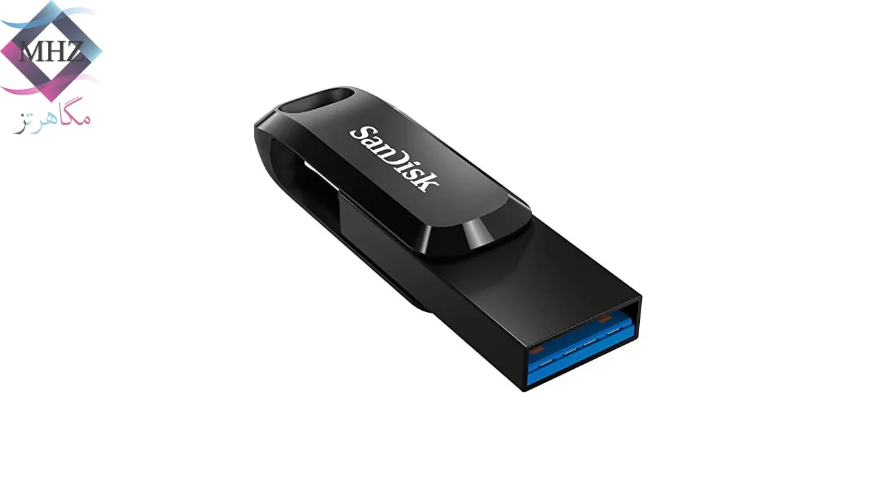 فلش مموری 32 گیگابایت سن دیسک مدل Ultra Dual Drive Go، دارای رابطهای USB 3.1 و USB Type-C، مقاوم در برابر شوک و لرزش