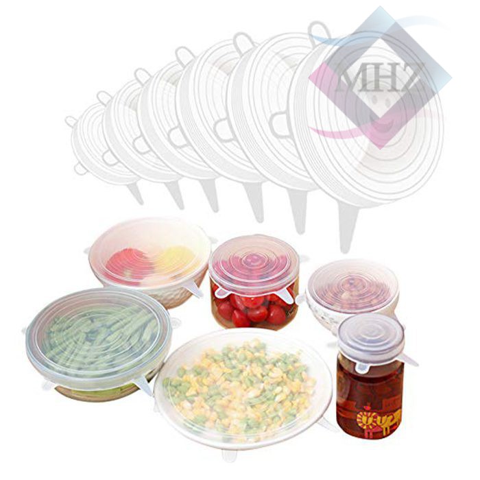 درپوش ظرف مدل سیلیکونی مجموعه 6 عددی