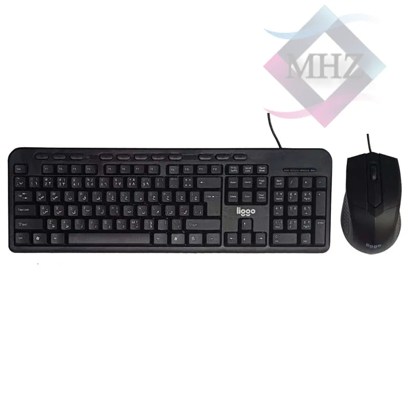 کیبورد و ماوس با سیم لیگو مدل KM606 با سوییچ ممبرین، Full Size، پایههای ضد لغزش، اتصال Plug & Play