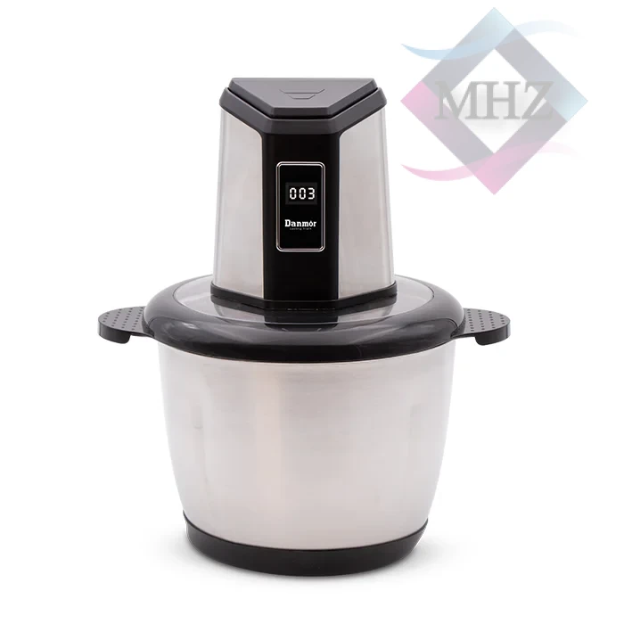 خردکن دانمور مدل DR-1012 با توان 1100 وات، حجم 3.3 لیتر، دارای نمایشگر دیجیتال، کاسه استیل ضد زنگ، کاسه شیشه ای شفاف، قابلیت تنظیم سرعت در دو سطح، درای یک ست 6 تیغه استیل ضد زنگ، دارای یک ست 6 تیغه طلایی ضد زنگ، حفاظت از گرم شدن بیش از حد موتور، دارای قطعات جداشدنی برای تمیز کردن آسان