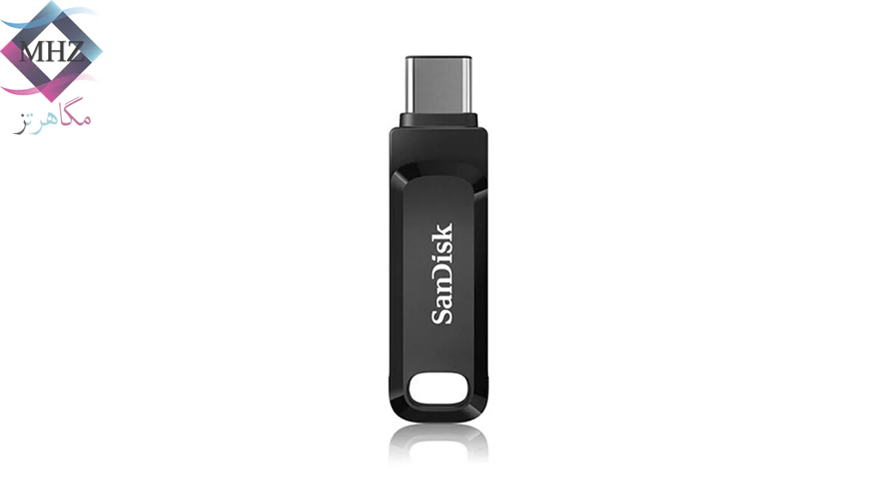 فلش مموری 64 گیگابایت سندیسک مدل Ultra Dual Drive GO USB Type-C، دارای رابطهای USB Type-C و USB 3.0، مقاوم در برابر ضربه، آب و گرد و غبار