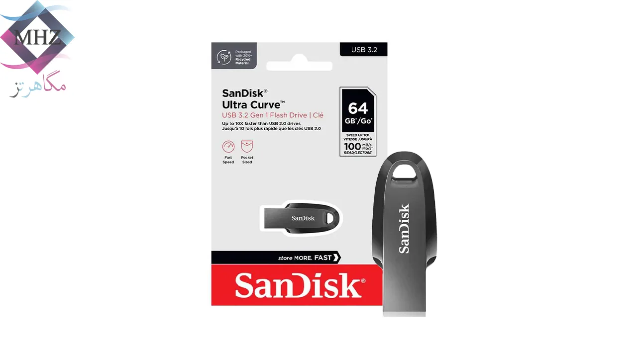 فلش مموری سن دیسک SANDISK مدل Ultra Curve CZ550 ظرفیت 64GB گیگابایت