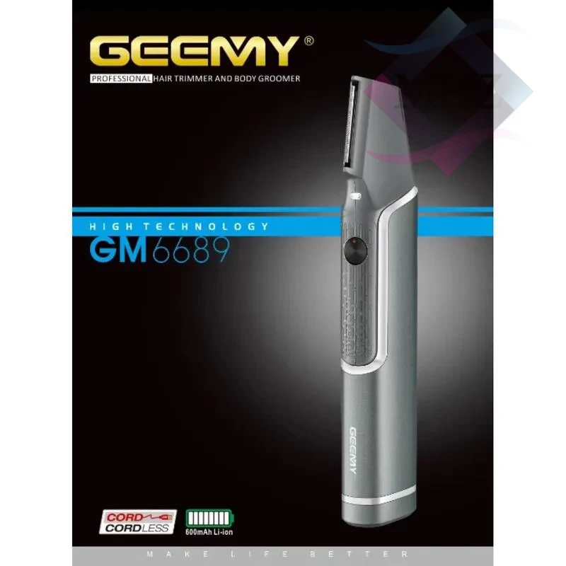 ماشین اصلاح موی بدن و صورت جیمی مدل GM 6689 با برش مستقیم، ۵ عدد شانه، سری قابل شستوشو، دسته ارگونومیک، قابلیت اصلاح با شماره صفر، با سیم و بی سیم، ظرفیت 600 میلی آمپر، زمان شارژ 2 ساعت، زمان کارکرد 90 دقیقه