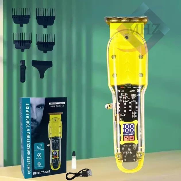 ماشین اصلاح تریمر مدل TY-8268 با توان 5 وات، باتری لیتیومی، ظرفیت 800 میلی آمپر، زمان شارژ 180 دقیقه، زمان کارکرد 120 دقیقه، طراحی ارگونومیک، صفر زن، خط زن، به همراه شارژر، روغن و برس تمیزکننده