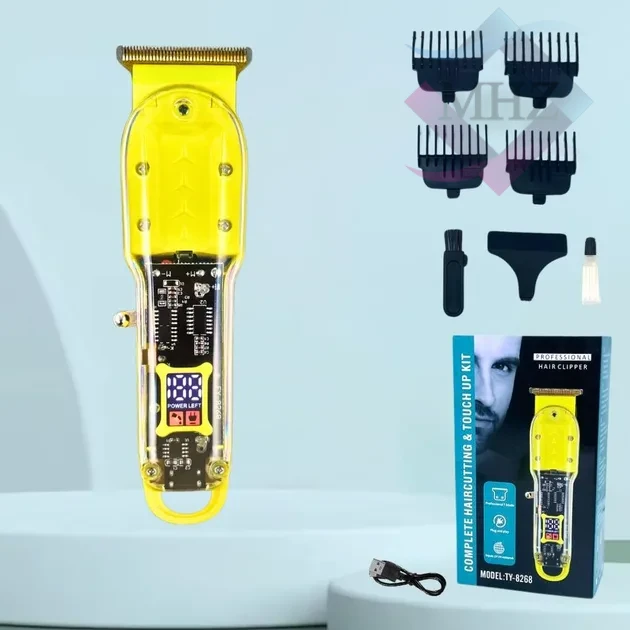 ماشین اصلاح تریمر مدل TY-8268 با توان 5 وات، باتری لیتیومی، ظرفیت 800 میلی آمپر، زمان شارژ 180 دقیقه، زمان کارکرد 120 دقیقه، طراحی ارگونومیک، صفر زن، خط زن، به همراه شارژر، روغن و برس تمیزکننده