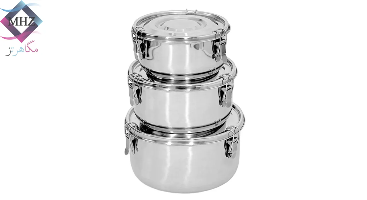 ظرف غذای استیل سه تیکه برند یونیک Unique مدل KL-19194