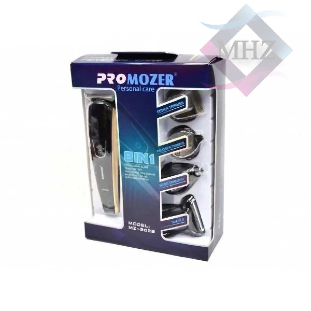 ماشین اصلاح موی سر و صورت مردانه پروموزر مدل MZ-2022 با 5 عدد شانه، ظرفیت 600 میلی آمپر، زمان شارژ 5 ساعت، زمان کارکرد 60 دقیقه