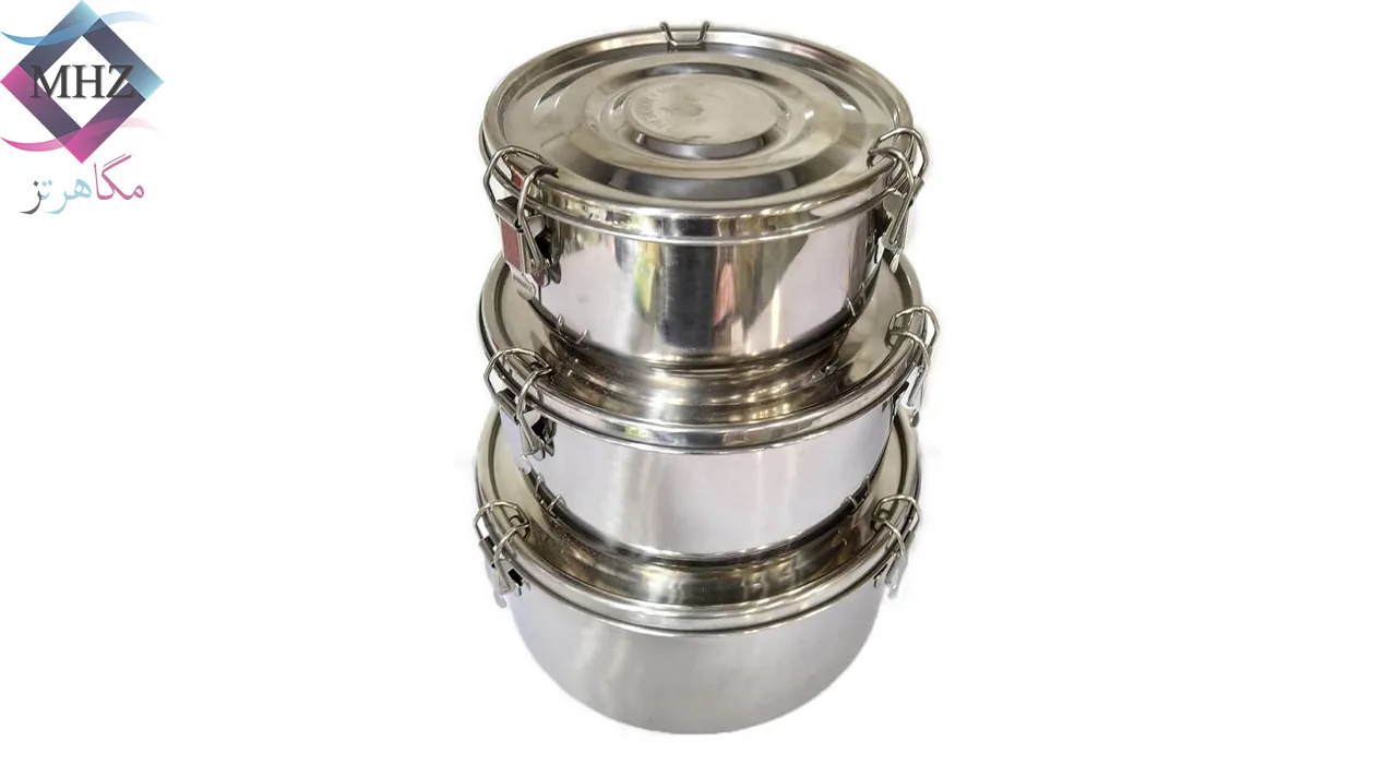 ظرف غذای استیل سه تیکه برند یونیک Unique مدل KL-19194