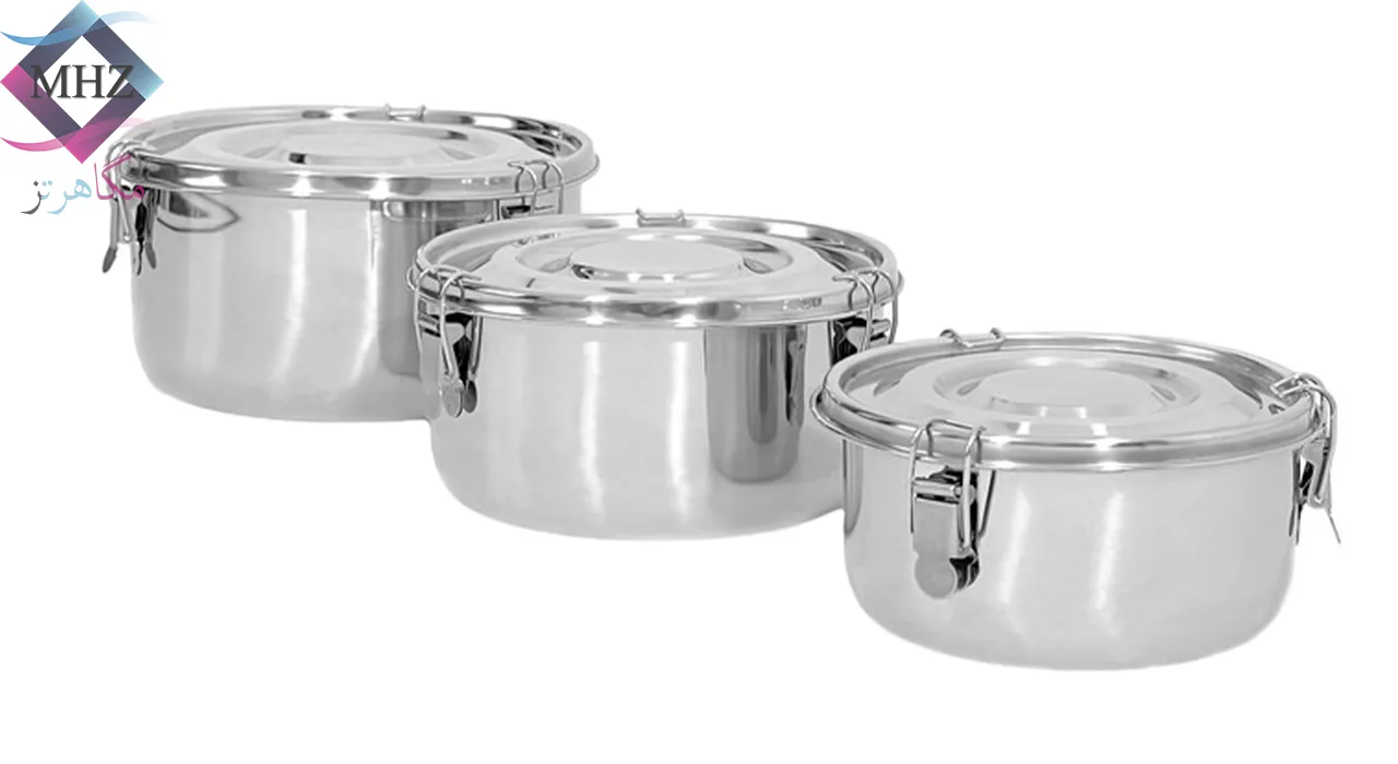 ظرف غذای استیل سه تیکه برند یونیک Unique مدل KL-19194