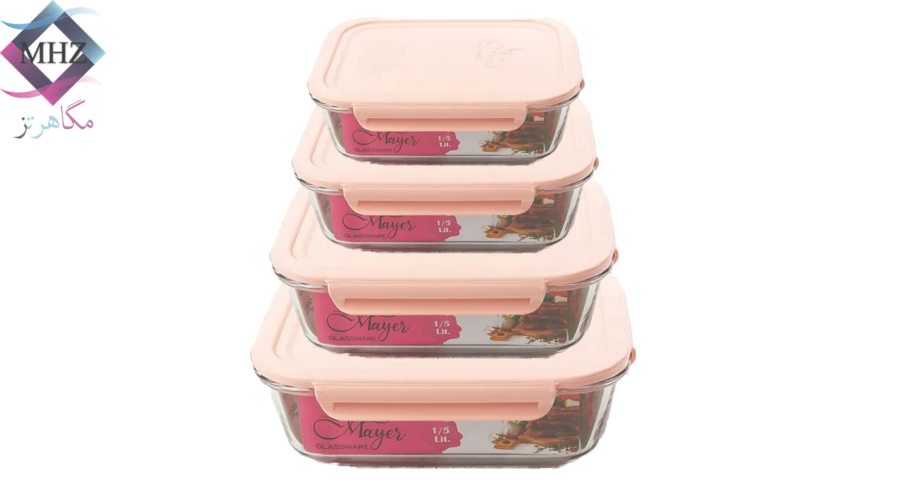 ظروف نگهدارنده شیشه ای 4 تیکه برند فلور Flora