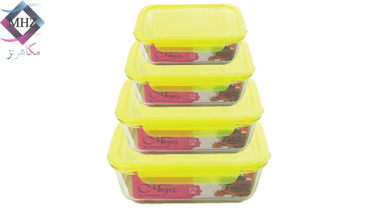 ظروف نگهدارنده شیشه ای 4 تیکه برند فلور Flora