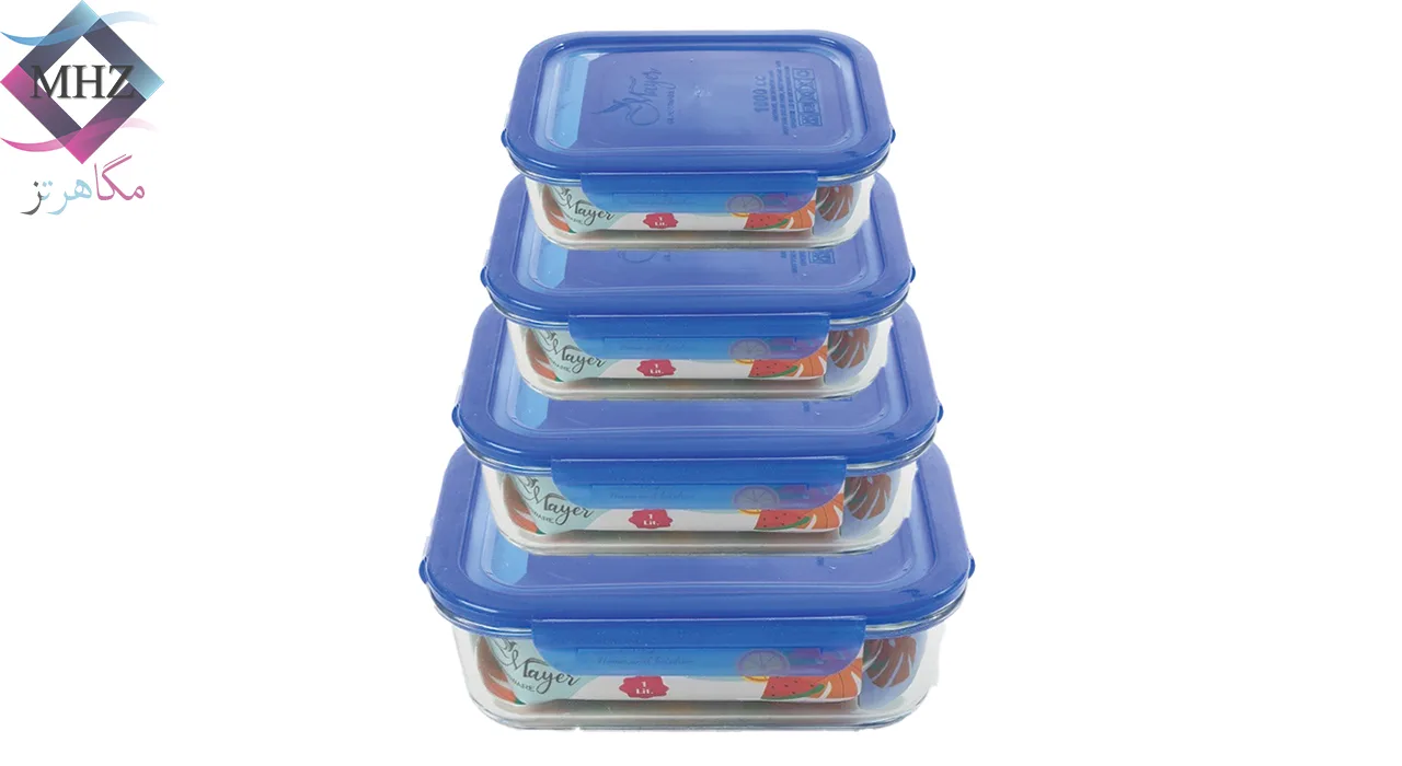 ظروف نگهدارنده شیشه ای 4 تیکه برند فلور Flora