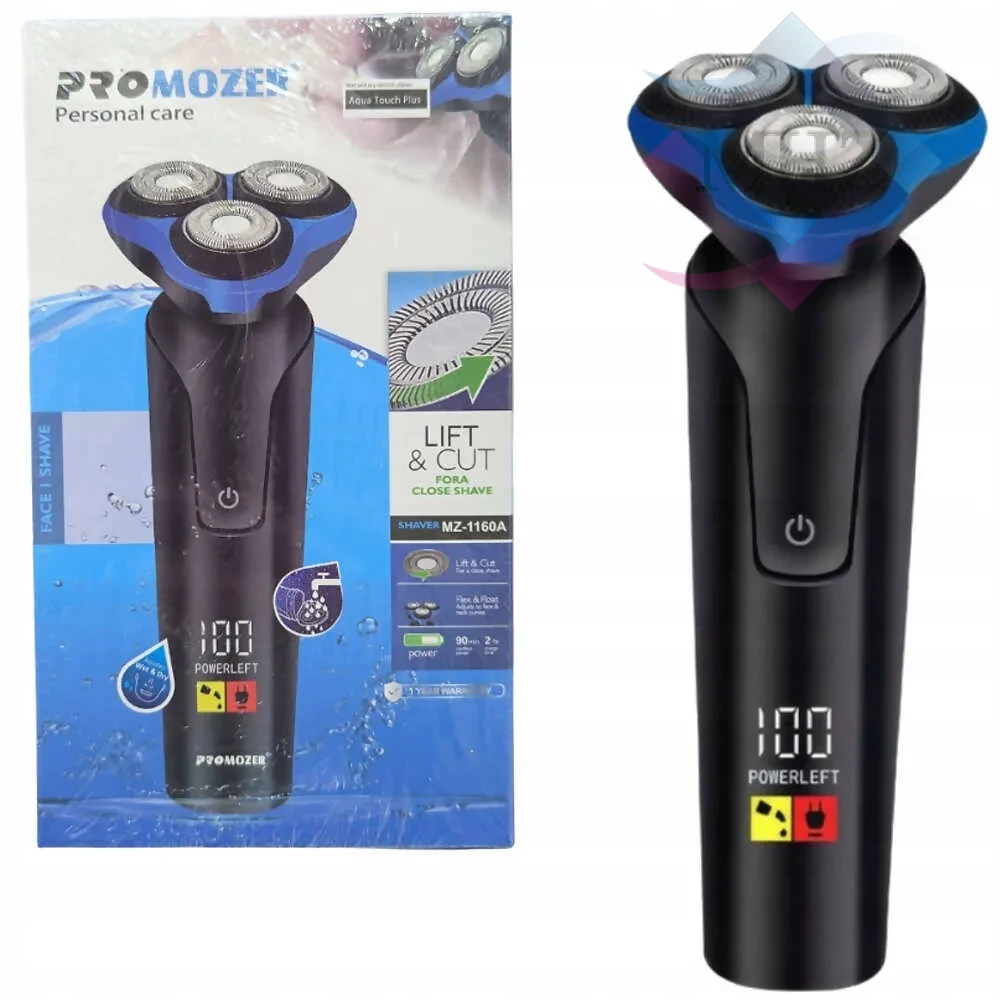 ماشین اصلاح موی صورت پروموزر مدل MZ-1160 با توان 5 وات، زمان شارژ 2 ساعت، زمان کارکرد 90 دقیقه، باتری لیتیومی