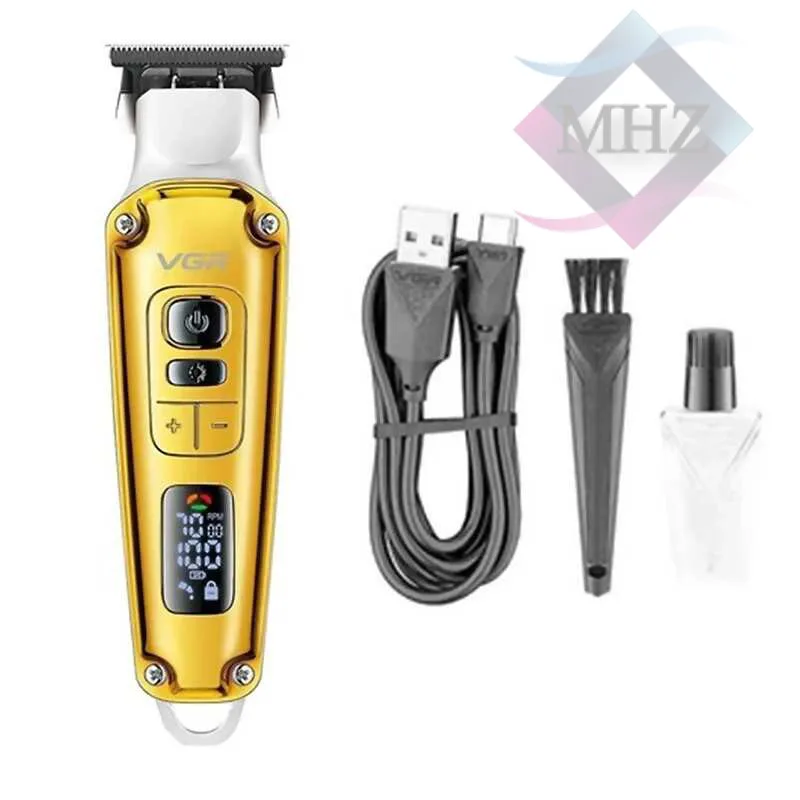 ماشین اصلاح موی سر و صورت تریمر وی جی آر مدل V-931، دارای صفحه نمایش LED، منبع انرژی برق و باتری، اندازه اصلاح 1 تا 7 میلیمتر، جنس تیغه کربن استیل، مدت زمان شارژ 150 دقیقه و مدت زمان استفاده پس از شارژ 240 دقیقه