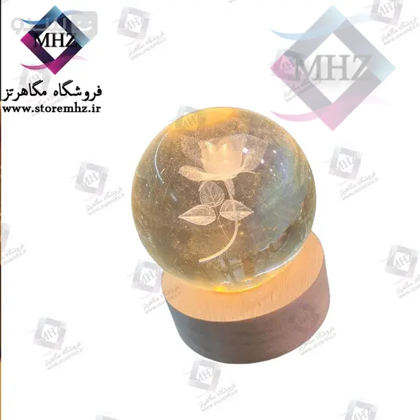 چراغ خواب مدل گوی کریستال طرح گل قطر 6 سانتیمتر