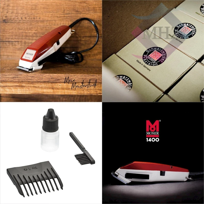 ماشین اصلاح موی سر و صورت تریمر موزر مدل 1400 MOSER، منبع انرژی برق و باتری، اندازه اصلاح 0.7 تا 3 میلیمتر، جنس تیغه استیل پیشرفته، مدت زمان شارژ 140 دقیقه و مدت زمان استفاده پس از شارژ 180 دقیقه