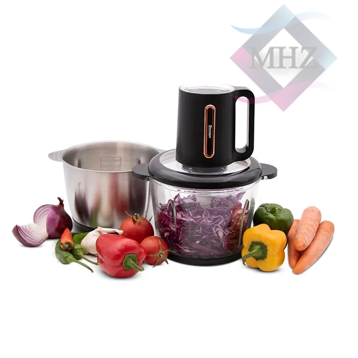 خردکن دانمور مدل DR-1013 با توان 1100 وات، حجم 3.3 لیتر، دارای نمایشگر دیجیتال، کاسه استیل ضد زنگ، کاسه شیشه ای شفاف، قابلیت تنظیم سرعت در دو سطح، درای یک ست 6 تیغه استیل ضد زنگ، دارای یک ست 6 تیغه طلایی ضد زنگ، حفاظت از گرم شدن بیش از حد موتور، دارای قطعات جداشدنی برای تمیز کردن آسان