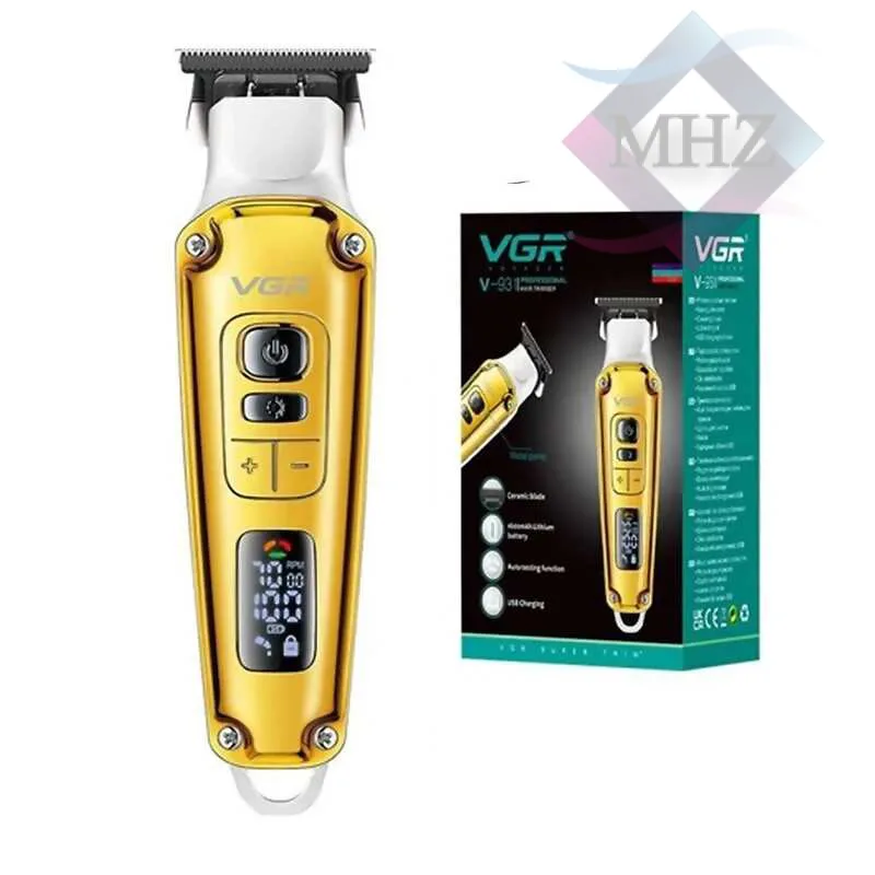 ماشین اصلاح موی سر و صورت تریمر وی جی آر مدل V-931، دارای صفحه نمایش LED، منبع انرژی برق و باتری، اندازه اصلاح 1 تا 7 میلیمتر، جنس تیغه کربن استیل، مدت زمان شارژ 150 دقیقه و مدت زمان استفاده پس از شارژ 240 دقیقه