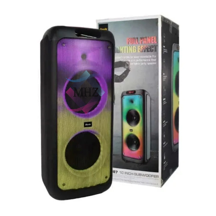 اسپیکر بلوتوثی قابل حمل مدل BTS-1387، نسخه بلوتوث 5.1، منبع انرژی USB و باتری لیتیومی، همراه با ریموت و میکروفون بیسیم، درگاه ارتباطی ورودی میکروفون، ورودی گیتار، microUSB، دارای رقص نور، صفحه نمایش دیجیتال، قابلیت TWS، رادیو FM