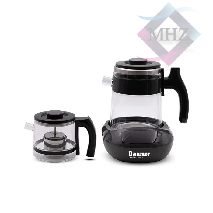چای ساز دانمور مدل DR-2005 با توان 1600 وات، کتری 2 و قوری 0.9 لیتری، پایه ضد لغزش، نمایشگر دیجیتال، قابلیت گرم نگه داشتن آب، ترموستات دیجیتالی، دارای 6 برنامه پیش فرض، نقطه جوش تا 100 درجه سانتی گراد