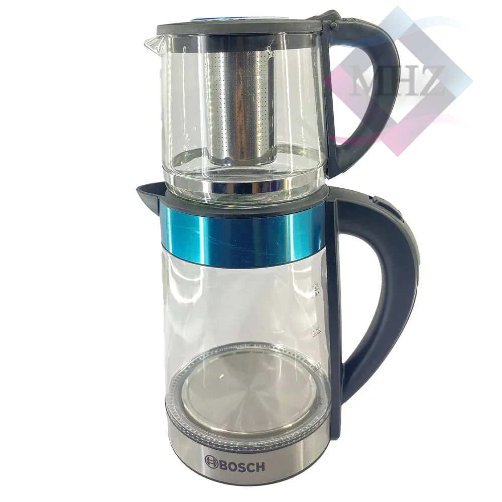 چای ساز روی هم بوش کد 109 با توان 2400 وات، حجم قوری 1.3 لیتر و حجم کتری 2.2 لیتر، گستره دما 65 تا 100 سانتیگراد
