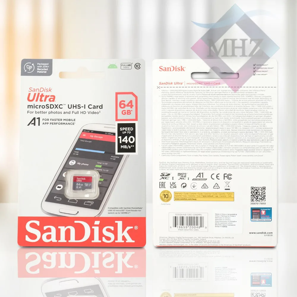 کارت حافظه microSDXC سن دیسک مدل Ultra کلاس 10 استاندارد UHS-I A1 سرعت 140MB/s مگابیت بر ثانیه ظرفیت 64 گیگابایت
