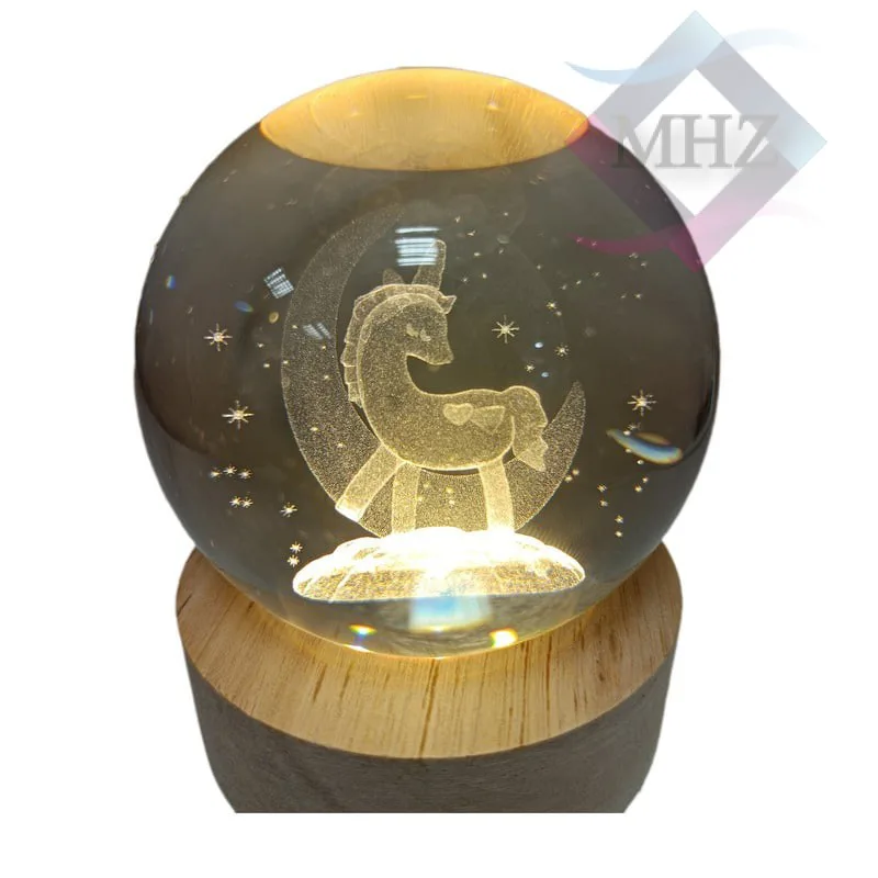 چراغ خواب مدل گوی کریستالی طرح اسب قطر 8 سانتیمتر