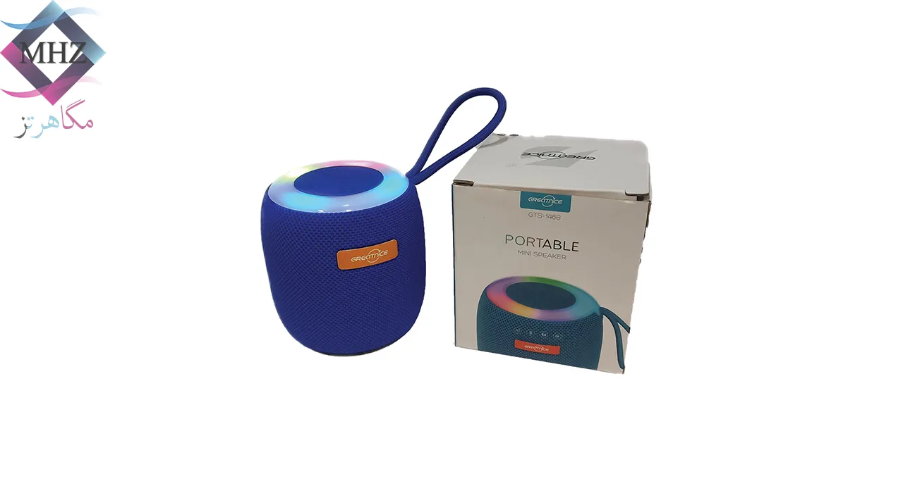 اسپیکر بلوتوثی مدل GTS-1468 با توان ۵ وات، نورپردازی RGB، پشتیبانی از فلش/کارت حافظه، برد بلوتوث ۱۰ متر، درایور ۲ اینچی، پخش موسیقی از فلشهای USB یا کارت حافظه Micro SD تا ظرفیت ۳۲ گیگابایت، ظرفیت باتری ۸۰۰ میلیآمپر، زمان شارژ حدود ۲ تا ۳ ساعت، به همراه کابل شارژ