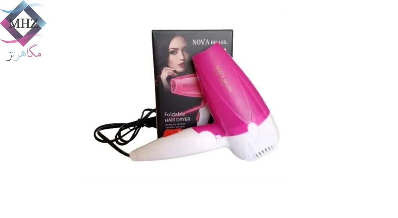 سشوار مسافرتی 1000 وات نوا مدل 1290، موتور AC، وزن 180 گرم، المنت فلز، با قابلیت باد سرد