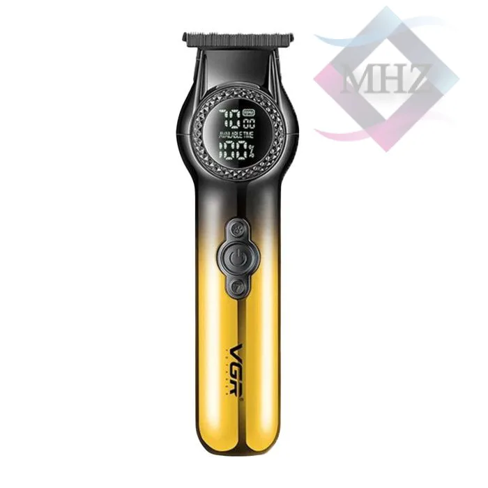 ماشین اصلاح موی سر و صورت وی جی ار مدل V-990، اصلاح به صورت صفر زن و حجم زن، با طراحی ارگونومیک، نمایش وضعیت باتری، منبع انرژی باتری قابل شارژ، دارای تیغه از جنس سرامیک، تکنولوژی اصلاح به صورت تریم، به همراه روغن، برس تمیزکننده و کابل شارژ USB