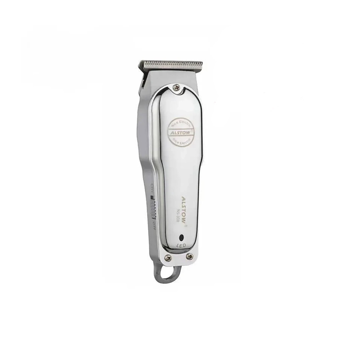 ماشین اصلاح موی سر و صورت آلستو مدل NS-308 توان 6 وات، ظرفیت 600 میلی آمپر، زمان شارژ 2 ساعت، زمان کارکرد 80 دقیقه، دارای 5 عدد شانه، باتری لیتیومی