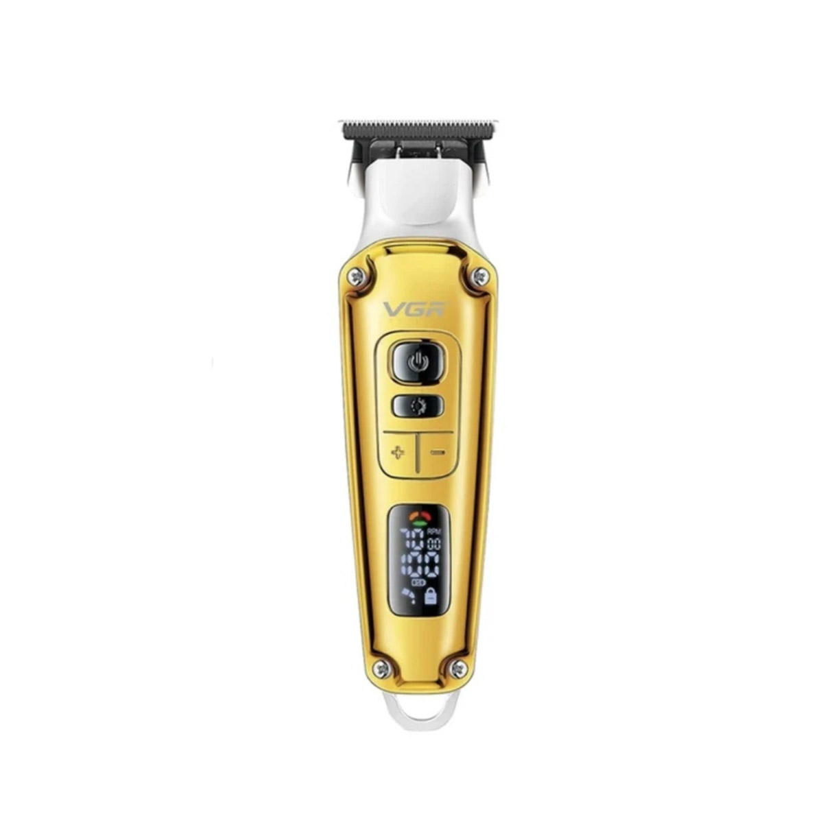ماشین اصلاح موی سر و صورت تریمر وی جی آر مدل V-931، دارای صفحه نمایش LED، منبع انرژی برق و باتری، اندازه اصلاح 1 تا 7 میلیمتر، جنس تیغه کربن استیل، مدت زمان شارژ 150 دقیقه و مدت زمان استفاده پس از شارژ 240 دقیقه