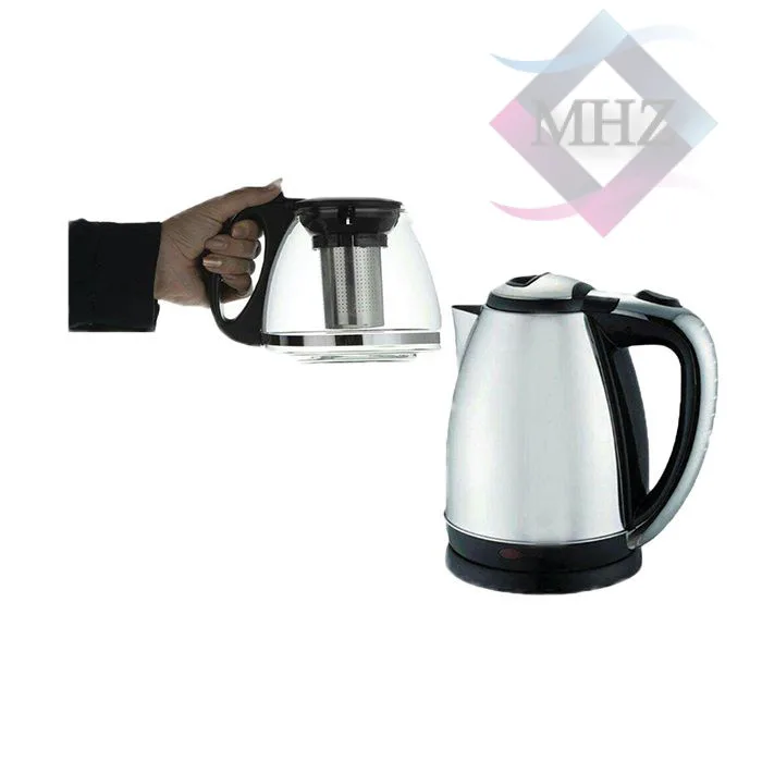 چای ساز برقی تیفل مدل TF-200 با قوری 1.5 لیتری و کتری 2 لیتری، 1800 وات، کنار هم، جنس استیل