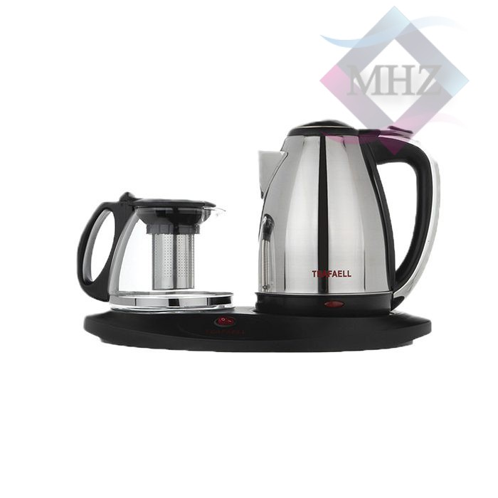 چای ساز برقی تیفل مدل TF-200 با قوری 1.5 لیتری و کتری 2 لیتری، 1800 وات، کنار هم، جنس استیل