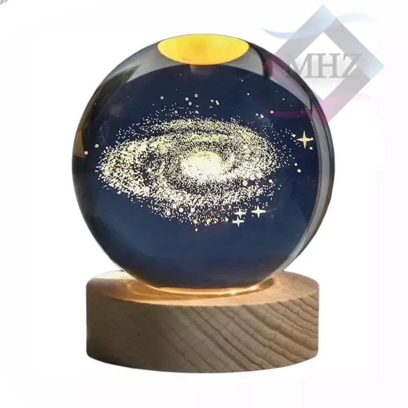 چراغ خواب مدل گوی کریستالی طرح کهکشان قطر 8 سانتیمتر